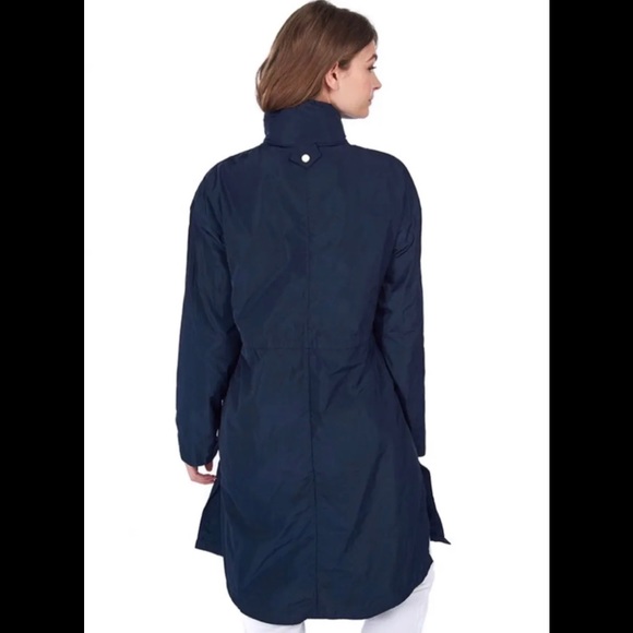 Barbour Harper Showerproof Waterproof Rain Jacket Coat Blue Long - Picture 4 of 8